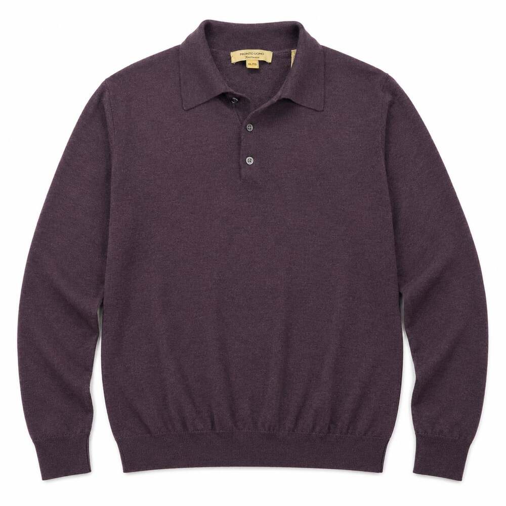 Pronto Uomo 100% Merino Wool Long Sleeve Polo Sweater XXL/56